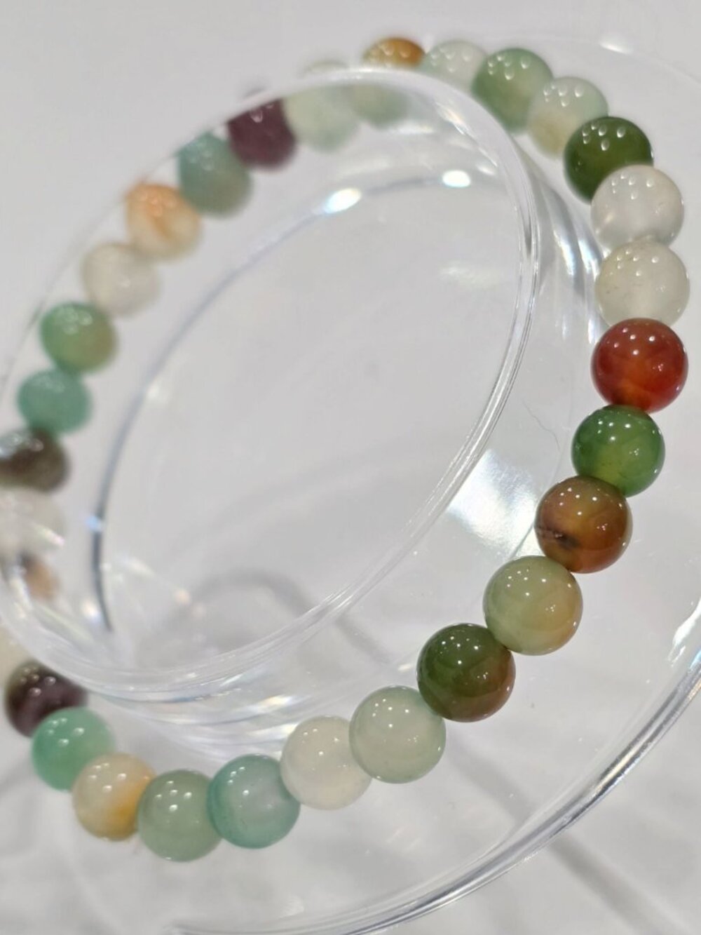 Hand Crafted ⦠Peacock Agate Stretch Bracelet ⦠Calm Balance & Emotional Flow - Picture 4 of 5